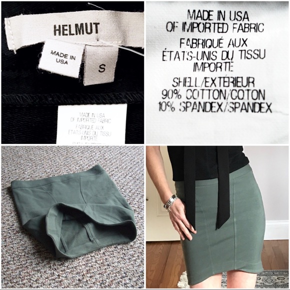 Helmet Lang Olive/Taupe Seamed Zipper Mini Skirt S - Picture 6 of 8